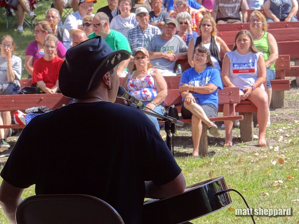 Blind Joe performed at the Frontier Village amplitheatre